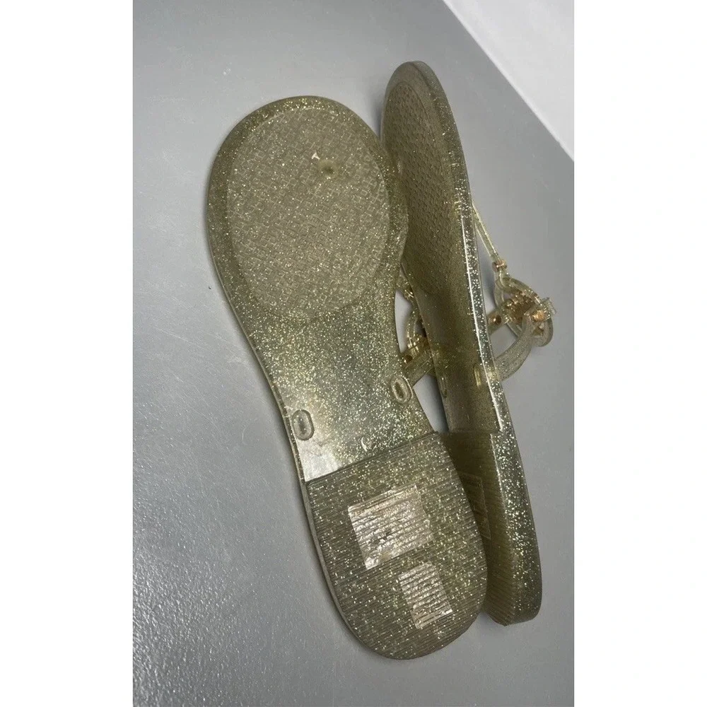Tory Burch Mini Miller Jelly Thong Sandals Women's Size 9 Metallic Glitter